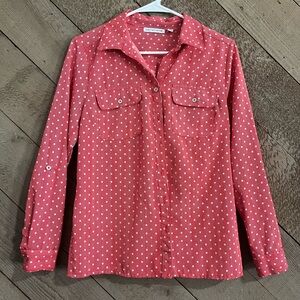 Notations Coral Pink Dot Button-Up Top